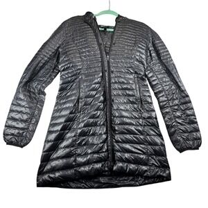 Patagonia Womens Black Down Puffer Coat Hooded Full Zip Lightweight Jacket M